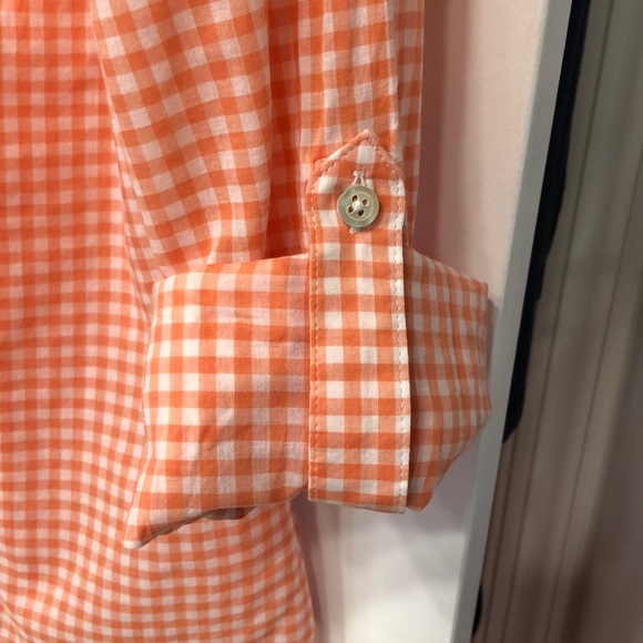Talbots Orange plaid Button Down - Picture 3 of 4